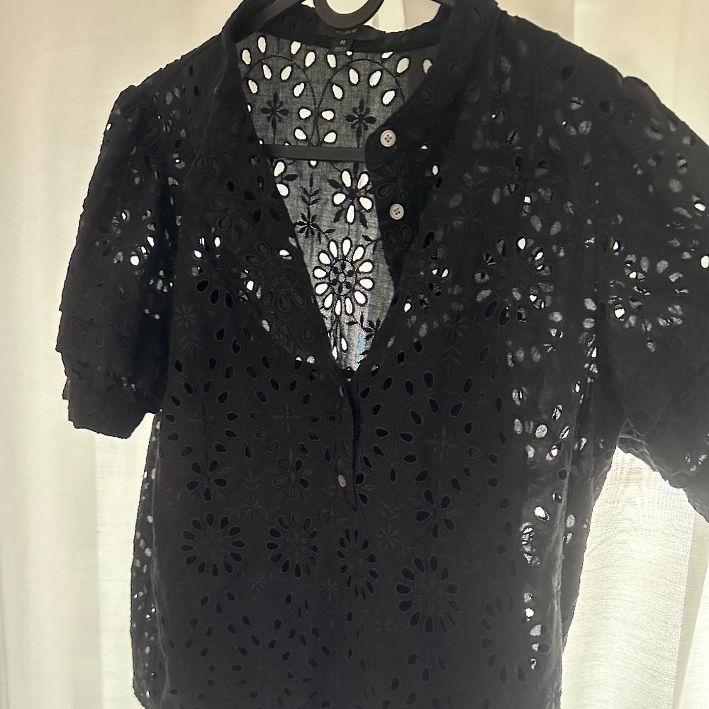 J.crew blouse Broderie anglaise sheer blouse with a cami under layer